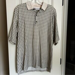 Vintage Slazenger Mens M Golf Polo Shirt Geometric 100% Cotton Hong Kong